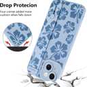 Fiyart Designed for iPhone 15 Case Cute Flowers with Strap Soft TPU Phone Cover Protective Camera Lens Protection for Women Men Floral Bumper with Stand 6.1"-Blue