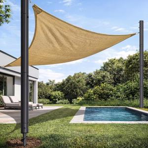 2 Packs Shade Sail Poles 12 Ft, Heavy Duty Sunshade Pole with Spiral Drill Bit Heavy Duty Steel Shade Sail Post with D-clamp Support Awning Canopy for Outside Backyard Garden