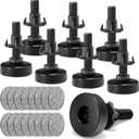 Leveling Feet, Adjustable Furniture Levelers for Furniture Leg Levelers, Table Chairs Cabinets Sofa Raiser, Heavy Duty Support 2640LBs, T- Nut Kit 3/8-16 Thread, Large Base (8 Set, Black)