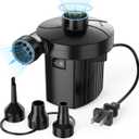 Electric Air Pump for Inflatables,Portable Quick-Fill Air Pump with 3 Nozzles,110-120V, Inflator & Deflator Pumps for Outdoor Camping, Air Mattress Beds,Boats,Inflatable Cushion,Couch,Pool Floats (Black)