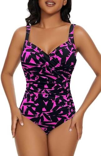 Aqua Regina Plus Size Swimsuit for Women One Piece Bathing Suit Ruched Tummy Control Adjustable Swimwear XXL