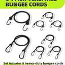 8-Pack Bungee Cords with Hooks & Carabiners - 24 Inch Bungee Rope (4 Hooks + 4 Carabiner Clips) - Heavy Duty Elastic Stretch Cords for Kayaking, Camping, Truck, Tarp, Gear Tie Down - Black