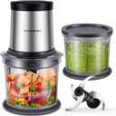 Food Processor 4 Cup, Electric Food Chopper, Small but PowerfulMeat Grinder with 2 Bowls, 2 Speed & 4 Blades for Vegetable, Meat, Nuts, Functions for Chopping, Dicing, Mixing and Puree