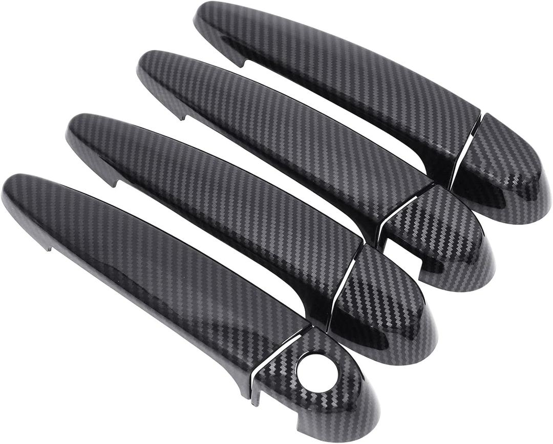 NewYall Carbon Fiber ABS Exterior Door Handle Cover Set for BMW 118i 120i 320i 323i X1 X3 X5 X6 328i 335i 435i 440i Front Rear Left Right Side