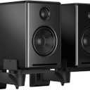 Suptek Speaker Wall Mounts, Dual Speaker Stands for Surround Sound Speakers, Universal Bracket, Tilt Swivel Shelves Up to 55 lbs Black (2 Pack)