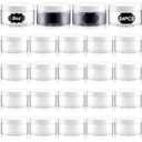 Dandat 24 Pcs 8 oz Plastic Jar Container with Lid and Label Refillable Empty Round Clear with White PET Cosmetic Sample Slime Containers for Lotion, Cream, Ointment, Body Butter, Makeup Travel Storage