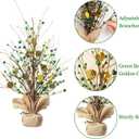 St Patricks Day Tree Decorations, Lighted Artificial Tree Decorations, St. Patrick's Day Table Decor, 20in Shamrock Irish Tabletop Centerpieces Holiday Home Decor with 20 LEDs Lights