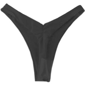 SherryDC Womens Cheeky Thong Brazilian Bikini Bottoms Sexy High Cut Leg Swimsuit Bottom Ruched Butt Bathing Suit Briefs (Black, S)