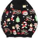 ZAFUL Women Men Ugly Christmas Pullover Sweaters Couple Crew Neck Long Sleeve Knit Xmas Holiday Jumper