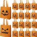 VDESFUEBY 20Pcs Halloween Trick or Treat Bags, Halloween Pumpkin Party Favor Bags Non-Woven Pumpkin Bag, Goodie Candy Bag for Birthday Party Favors