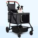 Dog Stroller for Large & Medium Dogs (20132 lbs), Pet Stroller for 2 Small Dogs, Cat Strollers for 2 Cats, Extra Large Heavy Duty, Foldable & Fully Ventilated Design, Gray