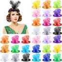 Jexine 30 Pcs 1920s Flapper Headband Bulk for Women Roaring 20s Hair Costume Flapper Headpiece (Bright Colors)