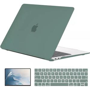 EooCoo Case Compatible with MacBook Pro 13 inch M2 2024 2023 2022-2016 Release M1 A2338 A2289 A2251 A2159 A1989 A1706 A1708 Protective Hard Case with Keyboard Cover, Screen Protector, Matte Green