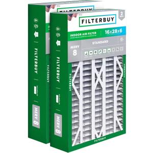 Filterbuy 16x28x6 Air Filter MERV 8 Dust Defense (2-Pack), Pleated HVAC AC Furnace Air Filters Replacement for Aprilaire Space-Gard 401/2400 & Lennox (Actual Size: 15.50 x 26.88 x 6.00 Inches)