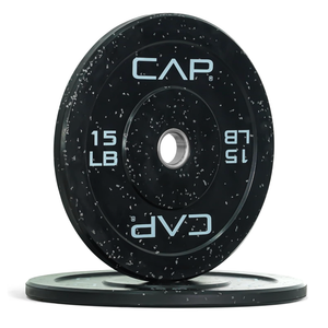 CAP 15lb Economy Olympic Bumper Plate Weight Set | Medium-bounce rubber, Steel hubs, 2-inch compatibility, Weightlifting and home gym use, 2 Set