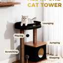 Modern Cat Tree for Indoor Cats, Nordic Loft Style, Wooden Cat Tower with Sisal Scratching Posts, Soft Padded Beds & Cozy Condos, Floor-Mounted for Kittens & Adult Cats