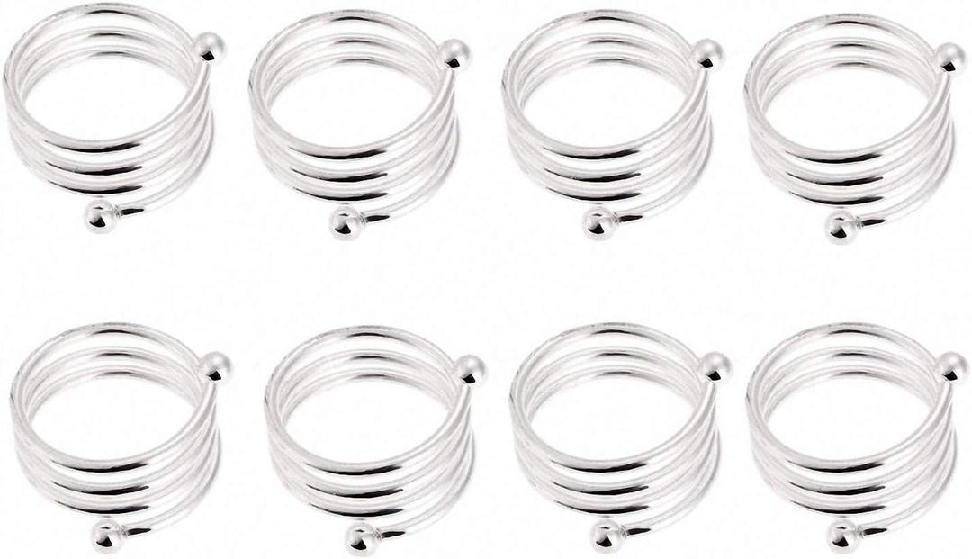 Ulalaza 8PCS Napkin Rings Metal Napkin Holder for Weddings Christmas Dinner Parties Holidays Indoor/Outdoor Parties Daily Use Handmade Decoration Dining Table (Spring Silver)