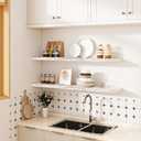 Vivelove Elm Wood Floating Shelf 48x8” Set of 1, Weathered White, 48x8”,Flat Edge