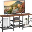 TV Stand for 55 Inch TV, Entertainment Center with 3-Tier Open Shelves, TV Console Table for Living Room, Bedroom, Rustic Brown