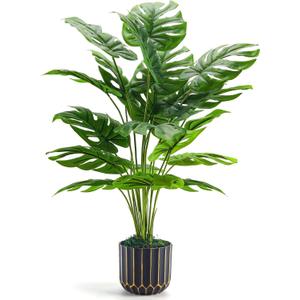 Der Rose 28'' Fake Plants Tall Artificial Monstera Faux Plants Indoor Outdoor Tree for Living Room Home House Decor