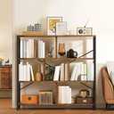 YITAHOME 4 Tier Bookshelf, Free Standing Cube Bookcases and Bookshelves, Industrial Furniture Wide Display Cabinet Open Storage Book Shelf for Living Room Bedroom Home Office, Rustic Brown