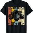 Monster Trucks Are My Jam Vintage Retro Monster Truck T-Shirt (Small, Black)