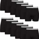 Hanes Men's Underwear Boxer Briefs Pack, Cool & Breathable Cotton Moisture-Wicking Underwear for Men, No Ride Up (Large, Black - 12 Pack)