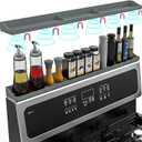 Magnetic Stove Shelf for Back of Stove, 30 Inch Silicone Stove Top Spice Rack for Kitchen Organization, Heat Resistant Over the Stove Shelf with 6 Powerful Magnets, Fits Flat & Curved Stoves- Grey