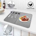 Silicone Dish Drying Mat for Kitchen Counter, Collapsible Dish Drainer Mat, Dish Drying Rack, Non-Slip, Easy to Clean (18.7x13.2 Inch) (Gray)