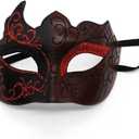 Masquerade Mask for Men Women Couple Venetian Mask Carnival Mask for Halloween Mardi Gras Costume Party Prom Ball (Red)