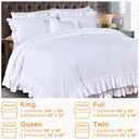 Masaca White Ruffle Comforter Full Size,Farmhouse Shabby Boho Chic Bedding Sets Full,3PCS Vintage Rustic Soft Microfiber Ruffled Bedding Comforter Set