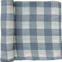 Mebie Baby Dusty Blue Gingham Muslin Swaddle, Modern and Neutral Swaddle Blanket for Baby Girl or Boy, Soft Baby Blankets, 0-3 Month, Comfy Wrap, Baby Essentials & Gifts