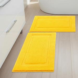 SHACOS Super Soft Bathroom Rugs Set of 2 Pieces 20x32 + 16x24 inch Non Slip Washable Bath Rugs Microfiber Absorbent Bath Mats Plush Bathroom Carpet for Tub Shower, Yellow