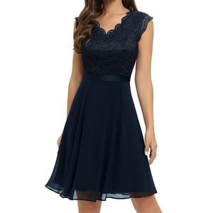 Dressystar Women's V Neck Sleeveless Lace Bridesmaid Dress Wedding Party Gown, Size M
