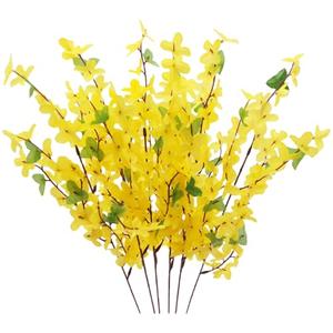 FERIAL 6Pcs Artificial Forsythia Flower Branches Spring Summer Yellow Silk Fake Winter Jasmine Artificial Orchids for DIY Floral Arrangement Wedding Party Home Office Indoor Outdoor Decorate