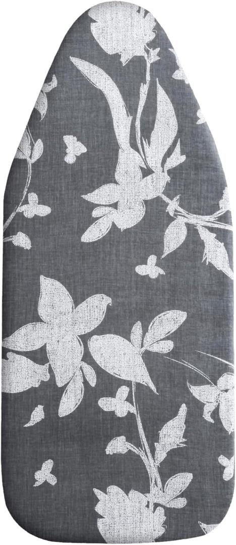 Small Ironing Board Cover Scorch Resistant, Cotton Table top Ironing Board Cover with Padding Heat Reflective Heavy Duty Pad (Grey Floral, 12.5"x32")