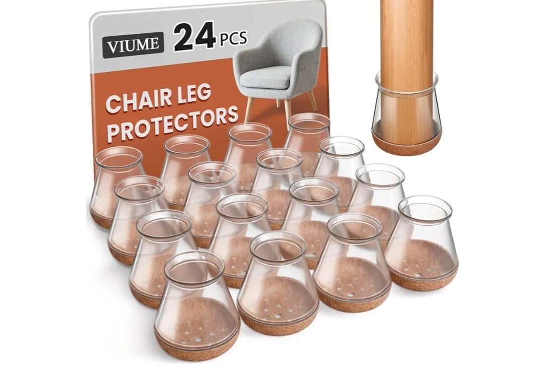 24 Pcs Chair Leg Floor Protectors for Hardwood Floors Silicone Covers to Protect Wood Tile Floors Scratches Felt Pads Furniture Leg Caps No Noise (Fit:0.5"-0.78")