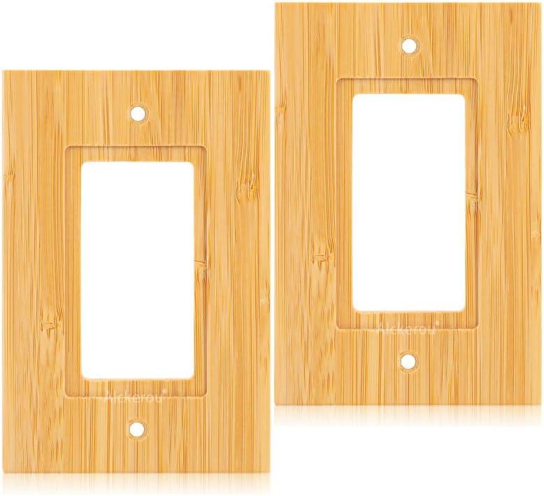 2PC Solid Wood Outlet Covers Light Switch Plate 4.8" X 3.14" Bamboo Switch Plates And Outlet Covers Light Switch Cover Single Rocker Decorative Quality Raw Wooden Wall Plate