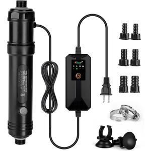 hygger 9W Aquarium U-V Light with Timer, 360 Protective Shield Clean Light for Crystal Clear Green Water, Submersible Fish Tank Cleaner for 60100 Gallon Freshwater & Saltwater Aquariums