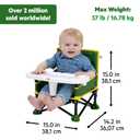 Bright Starts John Deere Pop 'N Sit Portable Booster Chair, Floor Seat, Indoor/Outdoor Use, Compact Fold, Green and Yellow, 6 Mos - 3 Yrs