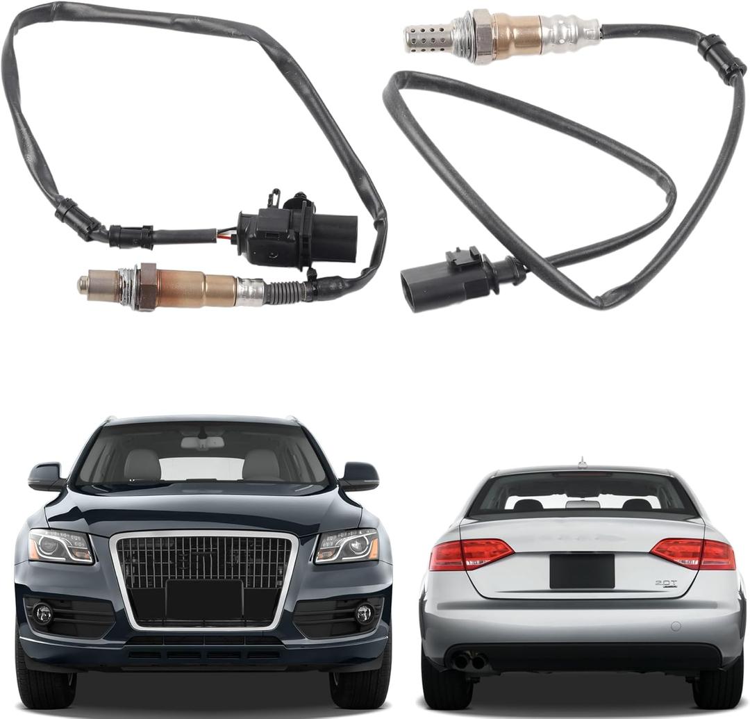 Dasbecan Oxygen Sensor Compatible with Audi Q5 2011-2017 2.0L, Audi A4 2009-2016 2.0L, A6 2012-2015 Upstream & Downstream O2 Sensor 2PCS Set Replaces# 250-24672 250-25040
