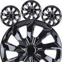 17" Premium Universal Wheel Rim Covers Set of 4 Black Lacquer Hubcaps,ABS&PC Material Hub Protection Accessory,Snap-on Replacement Caps for Car,Pickup Truck,SUV - 17 Inch Black Lacquer