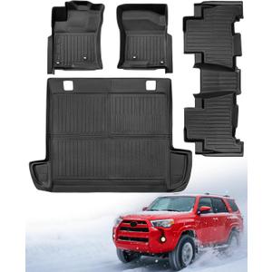 Floor Mats for Toyota 4Runner 2010 2011 2012 Front Rear Rows Cargo Liners 5 Seats (No 3rd Row or No Sliding Cargo Deck) Rubber Heavy Duty Car Carpets Non-Slip Odorless Accessories for Toyota 4Runner
