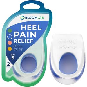 Gel Heel Pads, 2 Pack, for Achilles Tendonitis, Shoe Wedge Inserts for Plantar Fasciitis, Bone Spur, Foot Pain Relief Support, Comfort Cushion Insoles for Women/Men (Kids Size (Men 46.5, Women 68.5), 1 Pair - Blue)