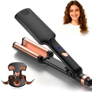 Crimper Hair Tool, Mini Hair Crimper for Women Heating up 390F, Waver Curling Iron with Europe UK Adapter Plug, Double Voltage Crimping Iron for All Style (9.5 Inch/1.5 Inch) (Black)