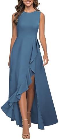 Viwenni Women's Ruffle Vintage Party Evening Wedding Guest Formal Long Dresses M