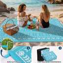 Garvee Reversible Outdoor Rug 6x9 for Patio, Waterproof Outdoor Area Rug, Modern Medallion Indoor Outdoor Rugs, Plastic Straw Rug for RV, Camping, Deck, Vintage Blue