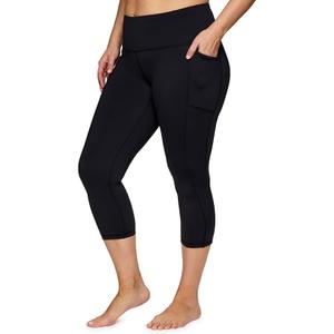Activewear Plus Size Legging for Women in Capri Length High Waist Squat Proof Running Yoga Pants with Pockets, Size XL