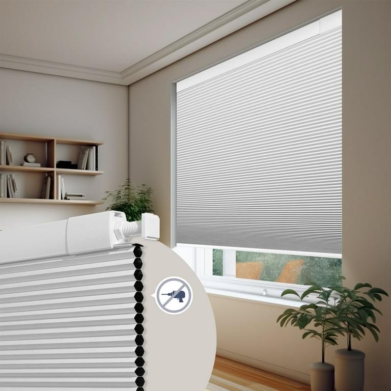 Blankendon Cellular Shades No Tools No Drill Custom 39" W(27"-39") x 64" H Honeycomb Blinds Blackout for Window Easy Cutting Telescopic Track Cellular Blind Pearl White
