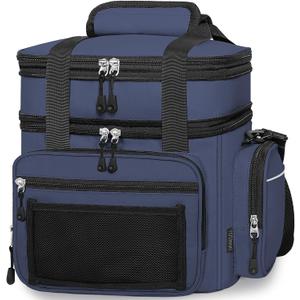 Expandable Lunch Box Cooler Bag - Insulated Heavy Duty Lunch Bag for Men Women - Large Lunchbox for Adults Work Outside Picnic Blue 15L
